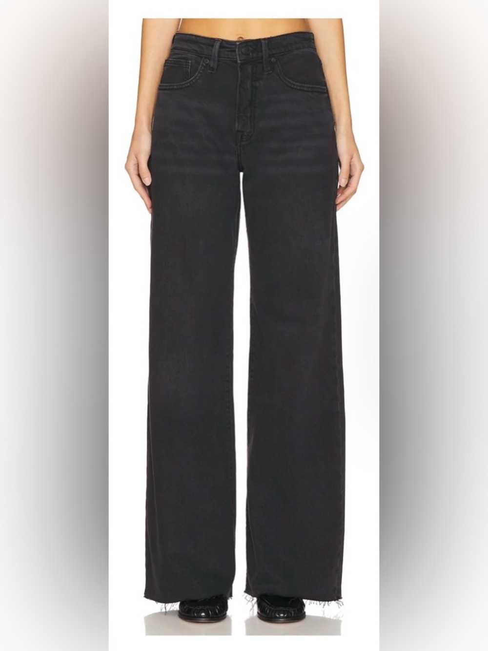 Good American Good Standard Ease Black High-Rise Wide Leg Jeans